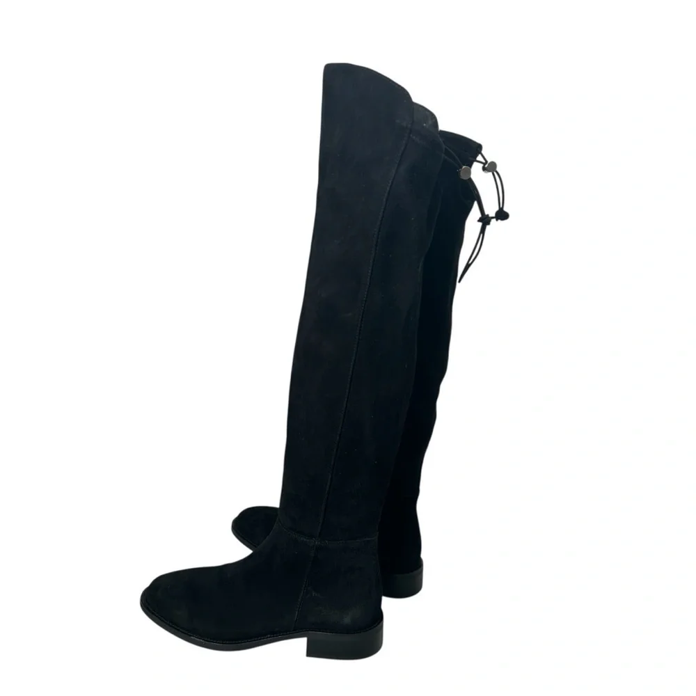 Aquatalia Norina OTK Waterproof Boot Black Stretch Suede Drawcord Women’s 5.5